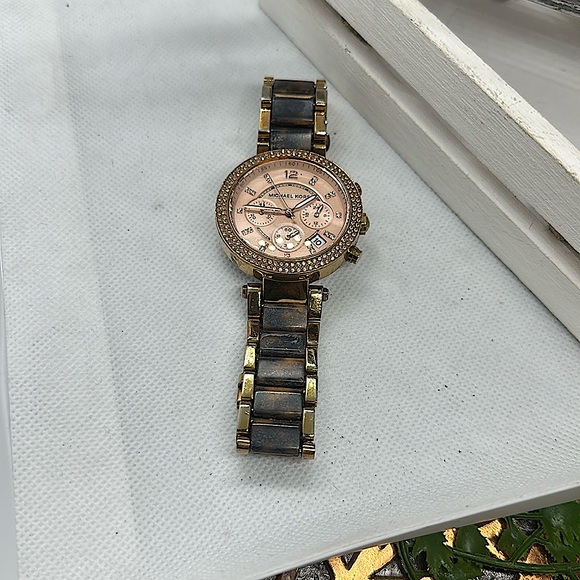 Michael Kors "Parker" Rose-Tone & Tortoise Ladies Watch #MK5538 - Picture 1 of 4